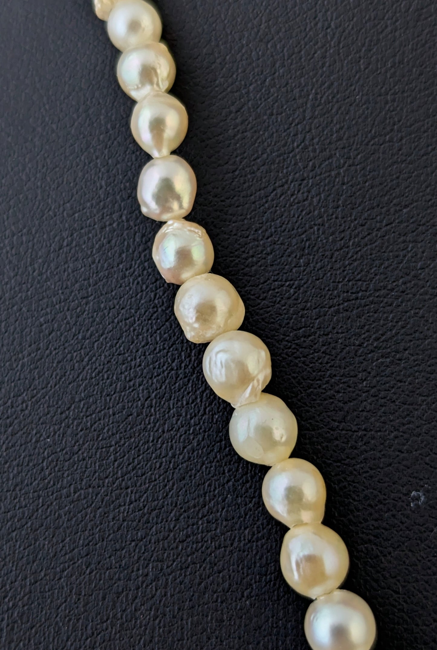Vintage Cultured Pearl necklace, 9ct gold clasp, baroque shape