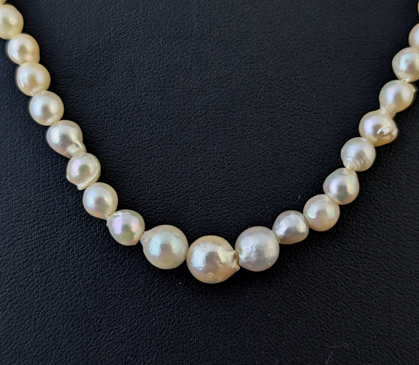 Vintage Cultured Pearl necklace, 9ct gold clasp, baroque shape