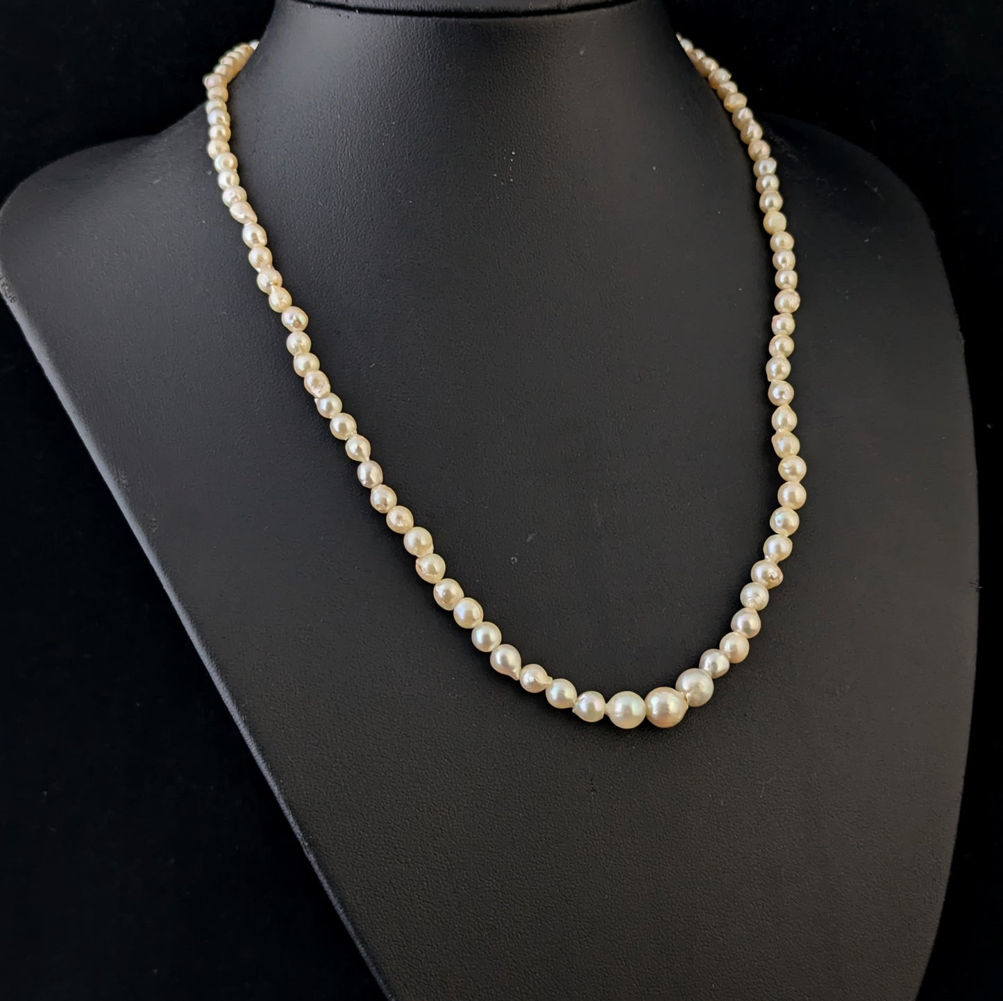 Vintage Cultured Pearl necklace, 9ct gold clasp, baroque shape