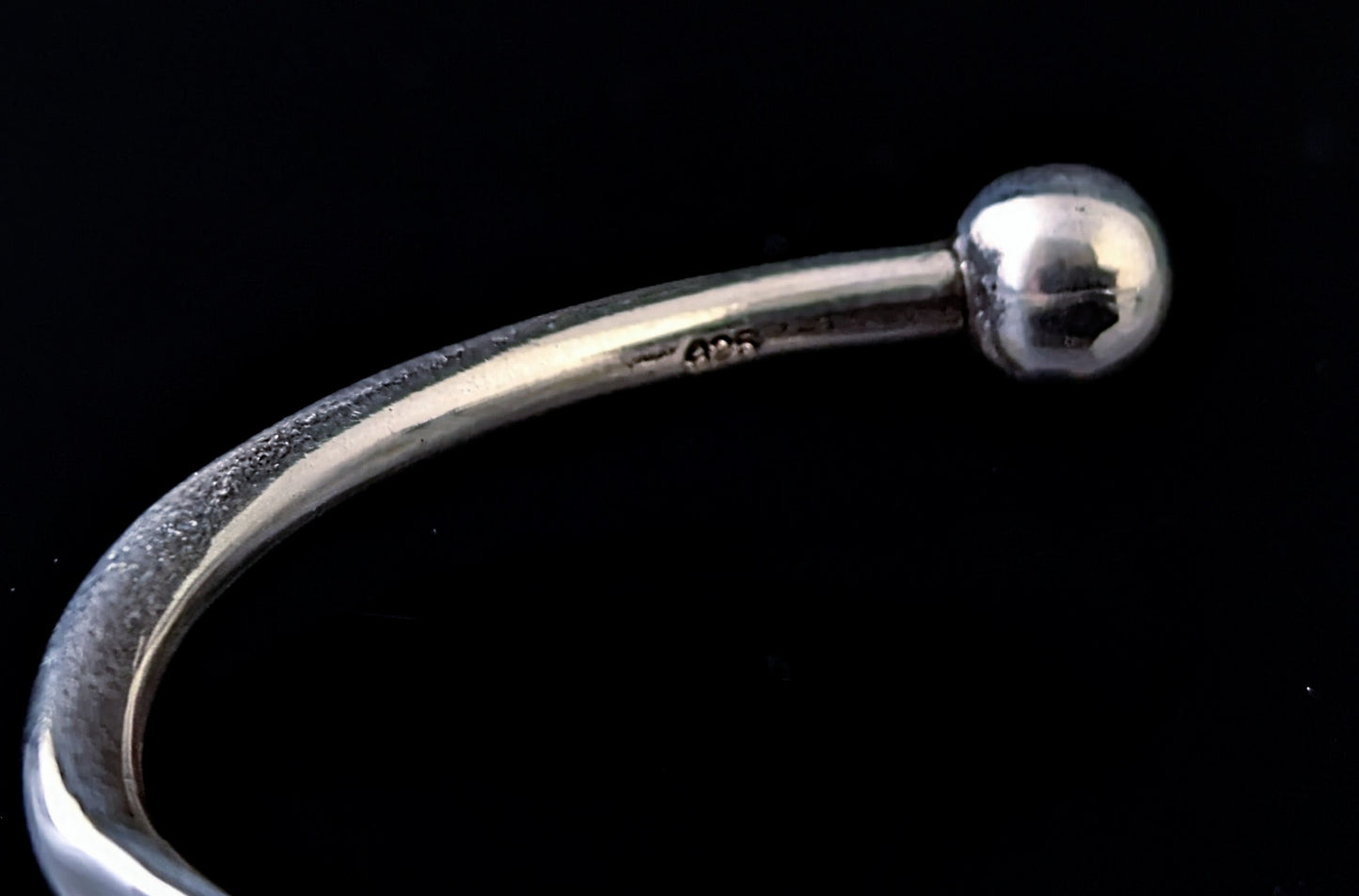 Vintage sterling silver torque bangle, I Love You