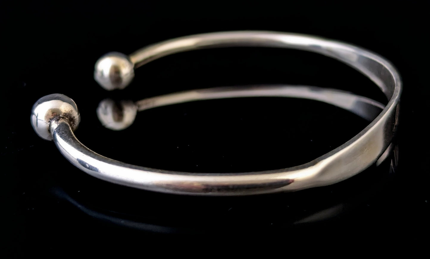 Vintage sterling silver torque bangle, I Love You