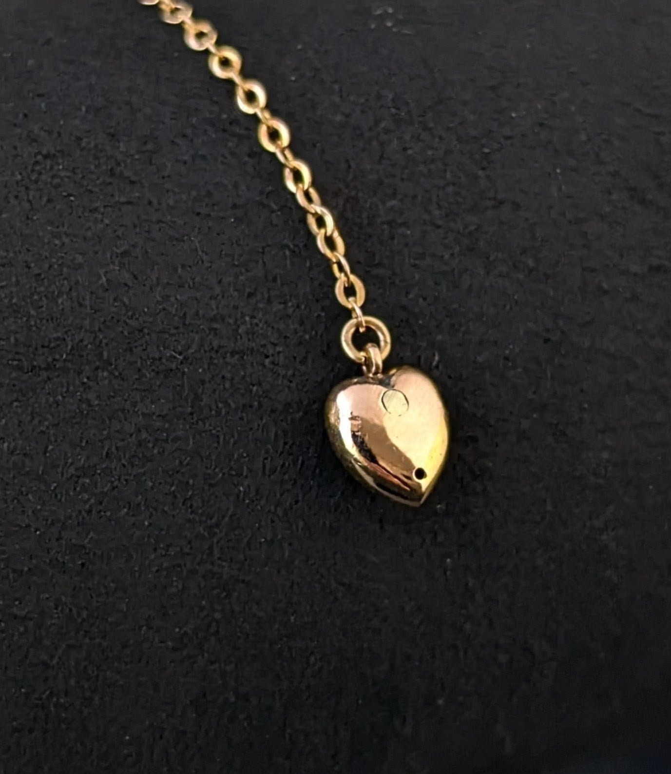 Antique 9ct gold and diamond, puffy heart pendant, charm
