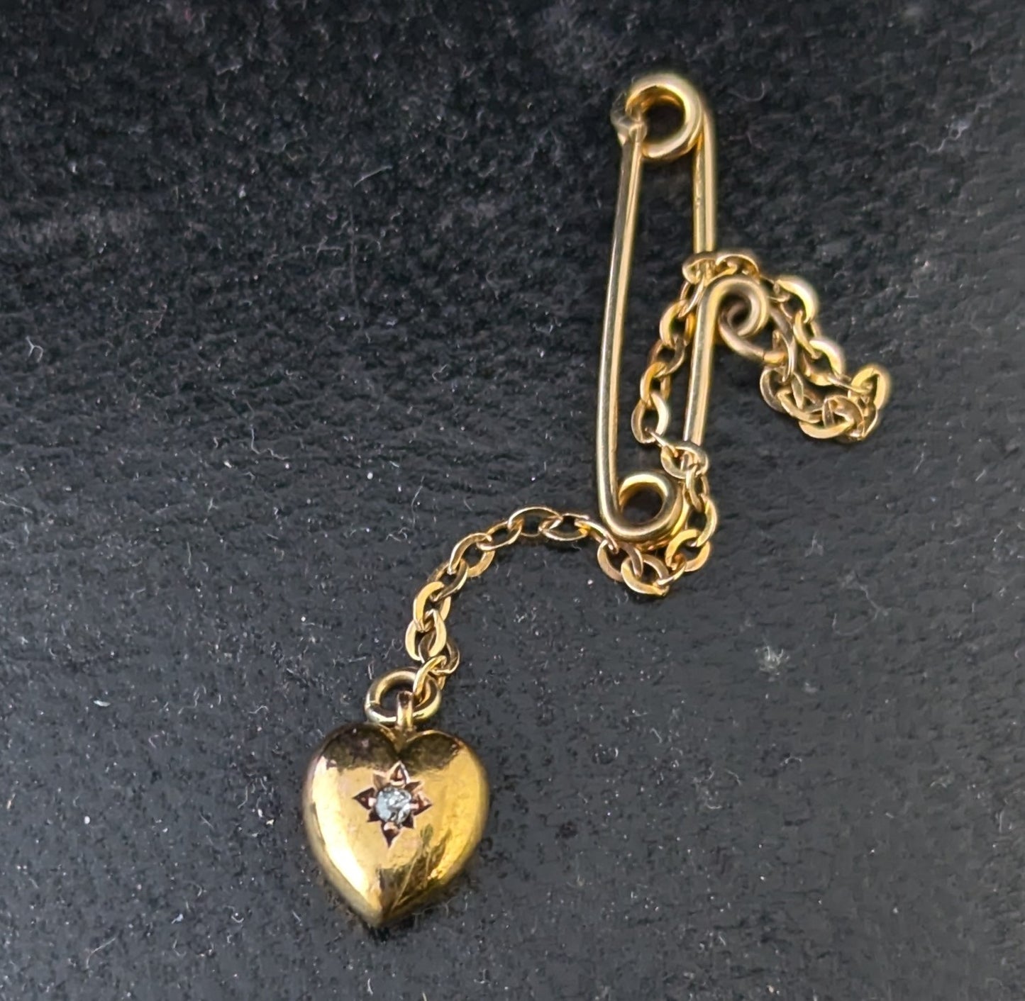 Antique 9ct gold and diamond, puffy heart pendant, charm