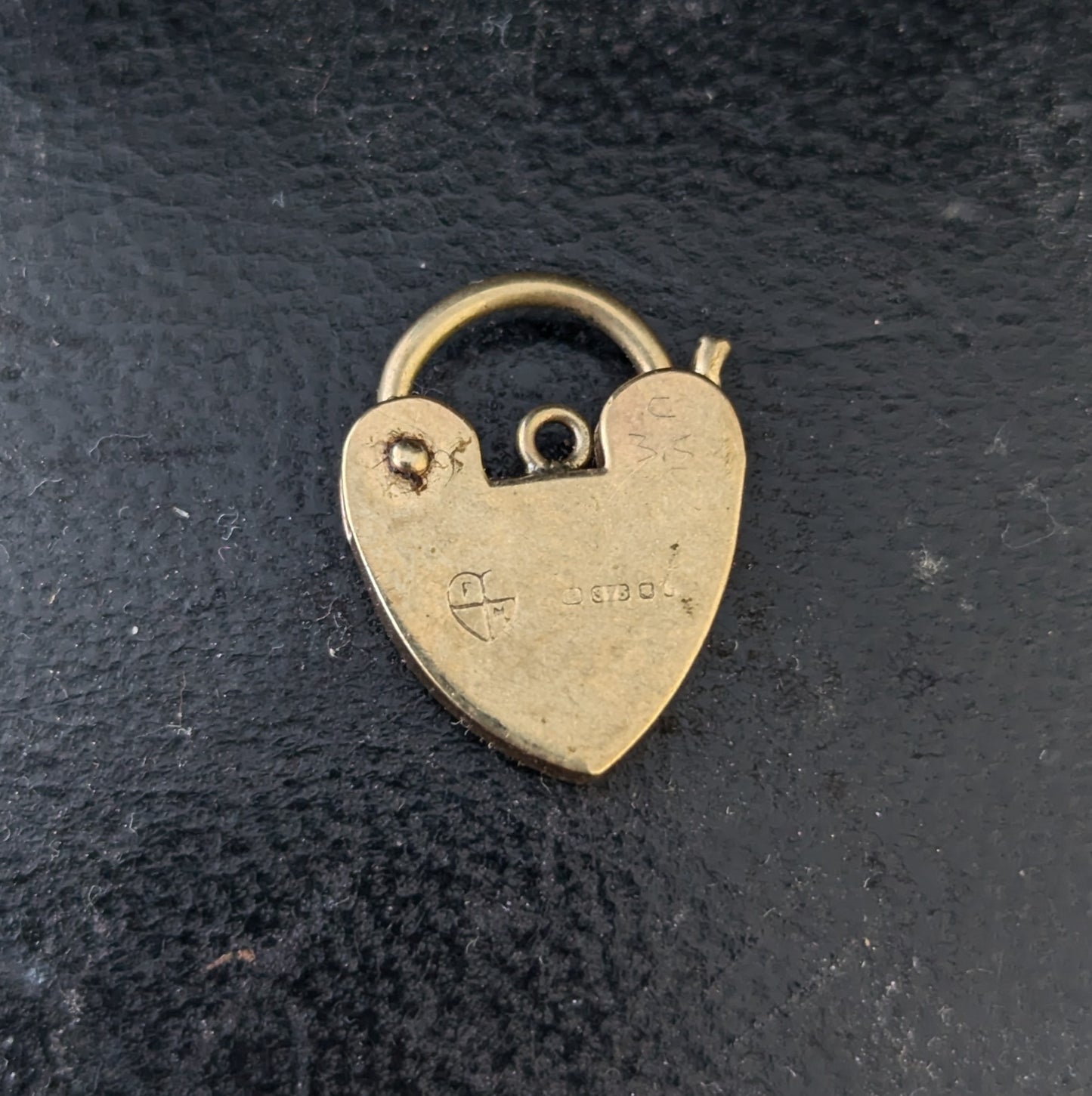 Vintage 9ct gold heart padlock clasp, charm, pendant