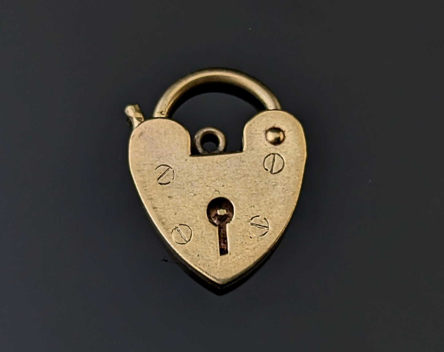 Vintage 9ct gold heart padlock clasp, charm, pendant