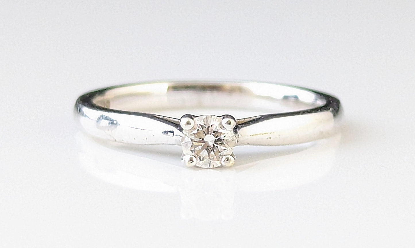 Vintage Diamond solitaire ring, 9ct white gold, engagement rings