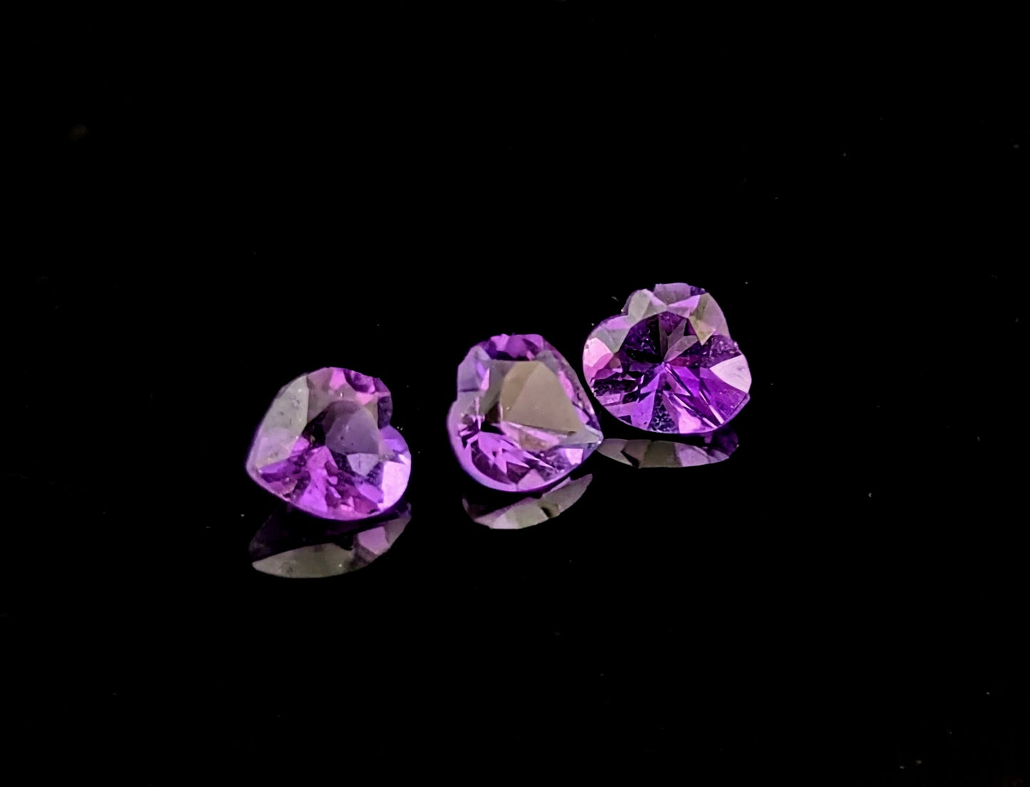 Vintage heart cut amethyst gemstones, loose stones