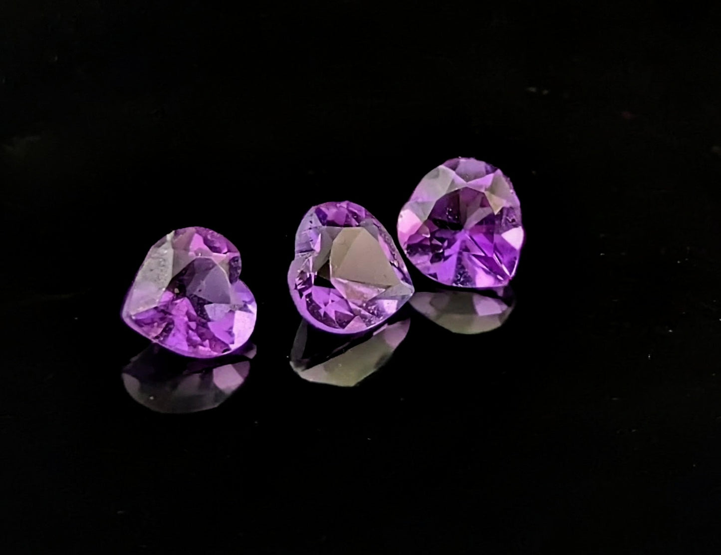Vintage heart cut amethyst gemstones, loose stones