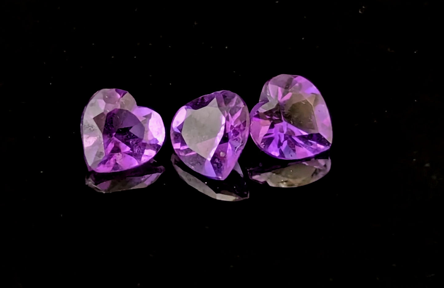 Vintage heart cut amethyst gemstones, loose stones