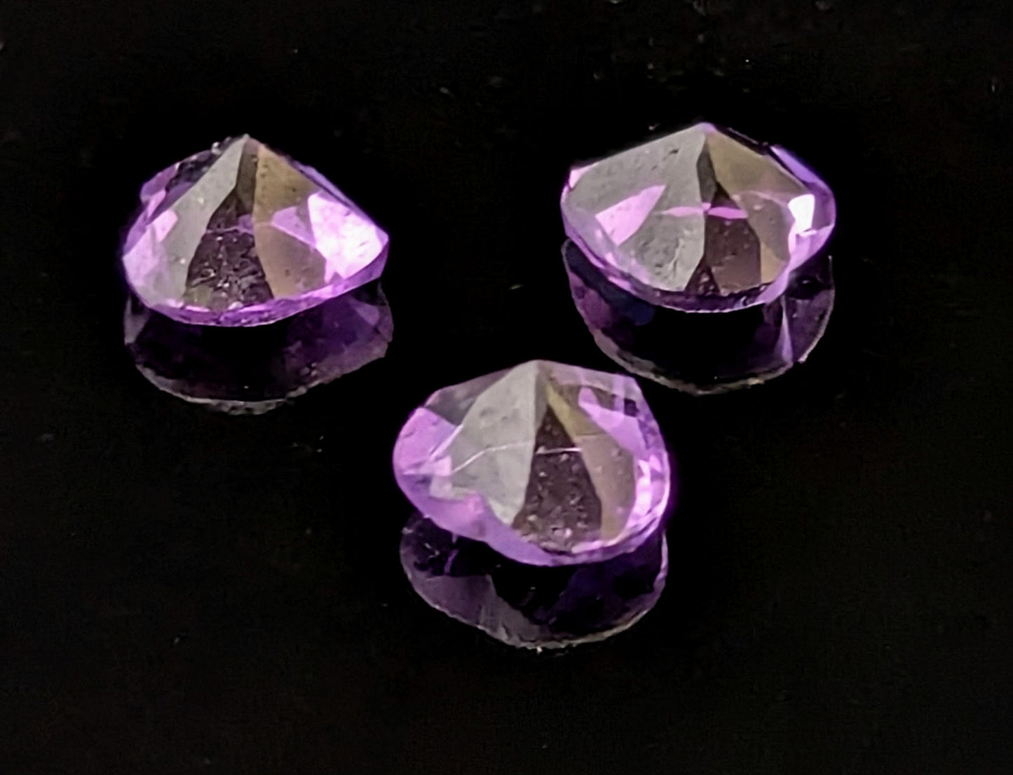 Vintage heart cut amethyst gemstones, loose stones