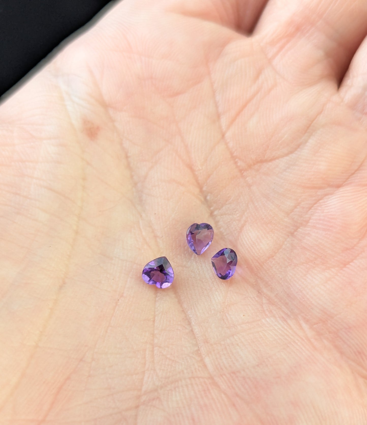 Vintage heart cut amethyst gemstones, loose stones