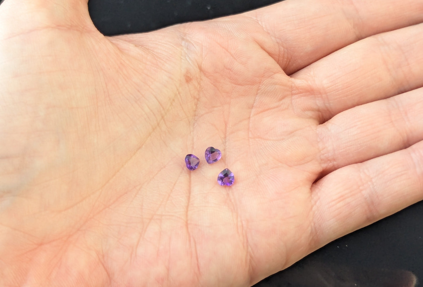 Vintage heart cut amethyst gemstones, loose stones