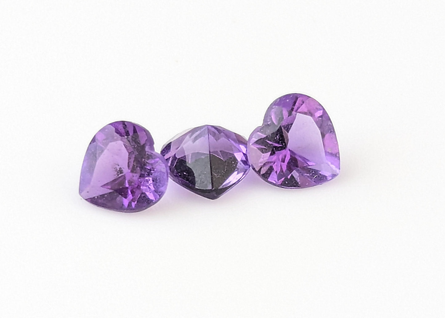 Vintage heart cut amethyst gemstones, loose stones