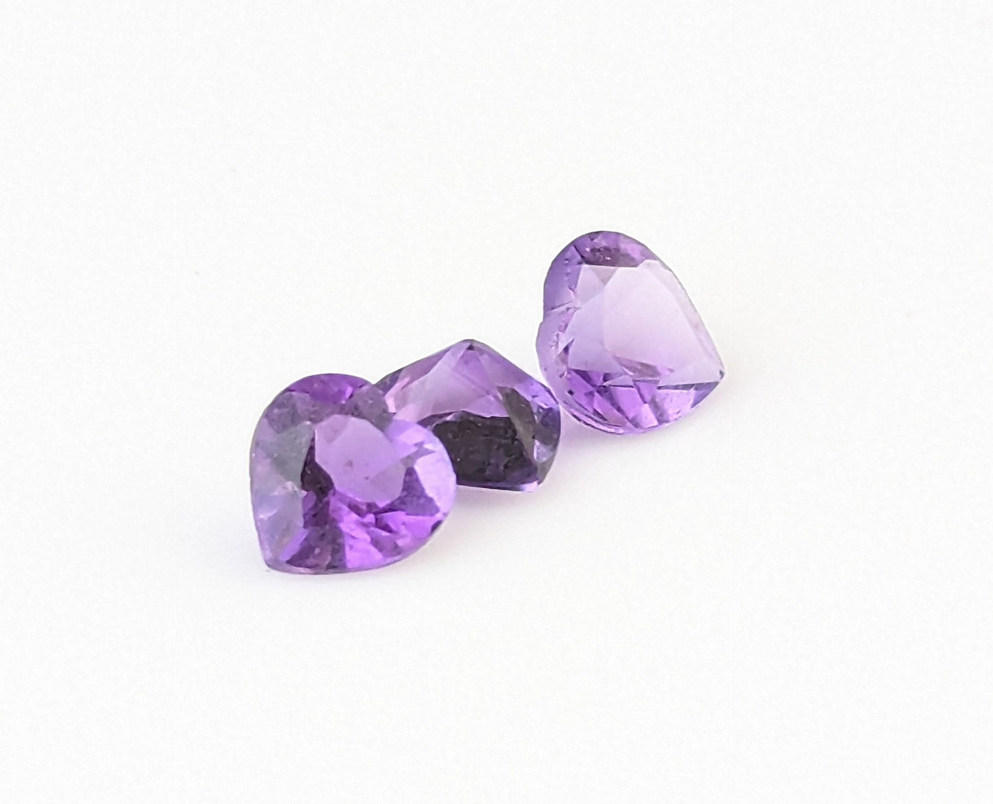 Vintage heart cut amethyst gemstones, loose stones