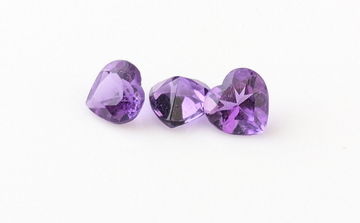 Vintage heart cut amethyst gemstones, loose stones