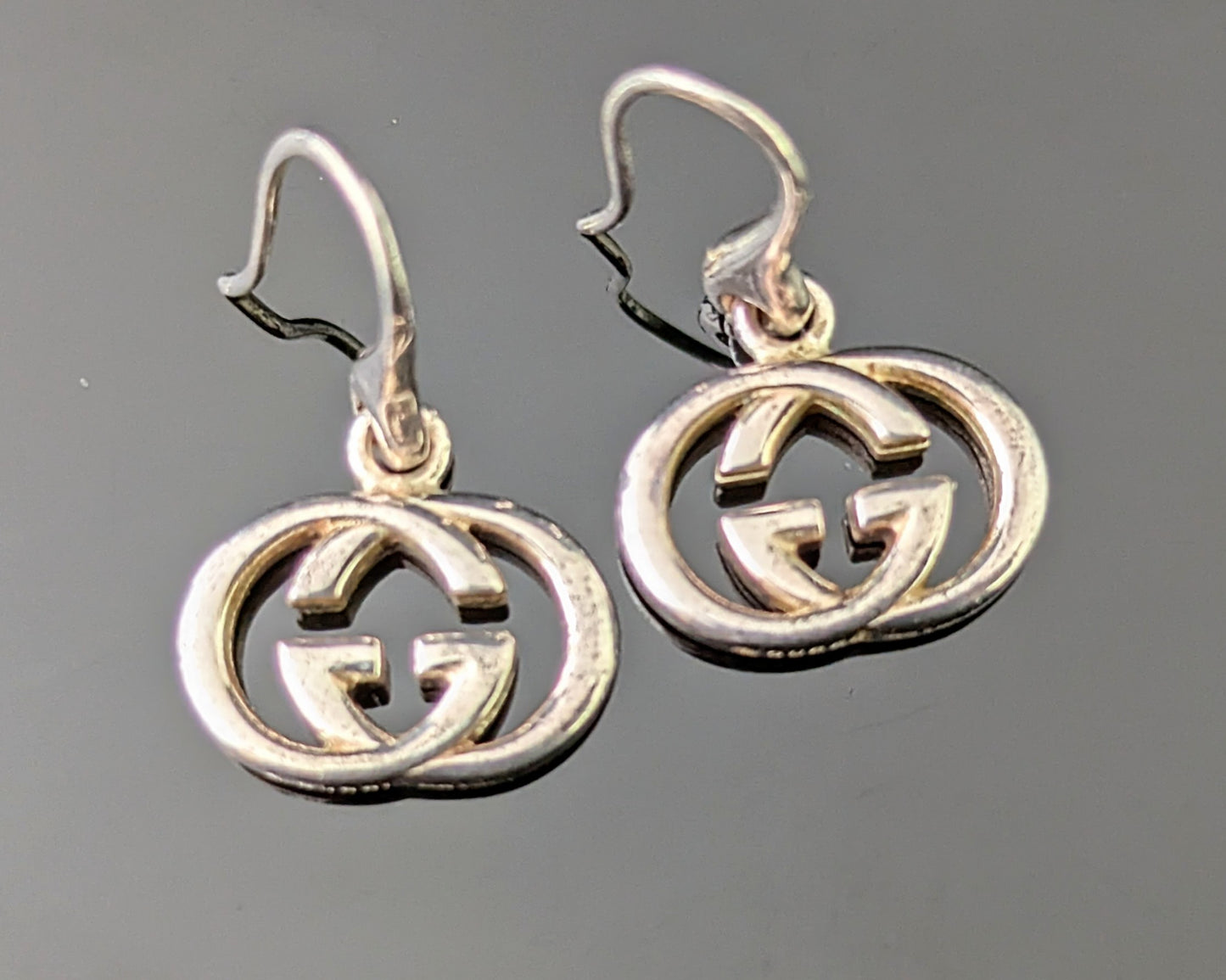 Vintage Gucci sterling silver dangle earrings, interlocking G