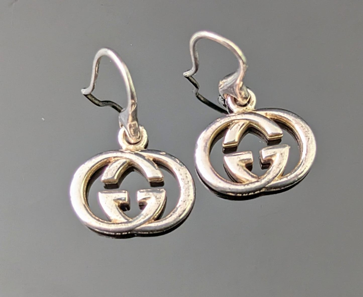 Vintage Gucci sterling silver dangle earrings, interlocking G
