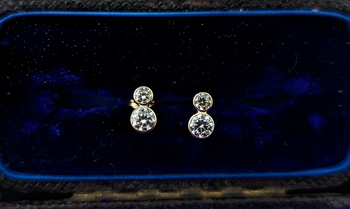 Vintage double paste stone stud earrings, 9ct yellow gold