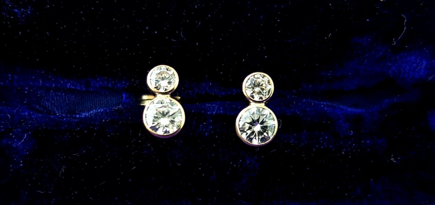 Vintage double paste stone stud earrings, 9ct yellow gold