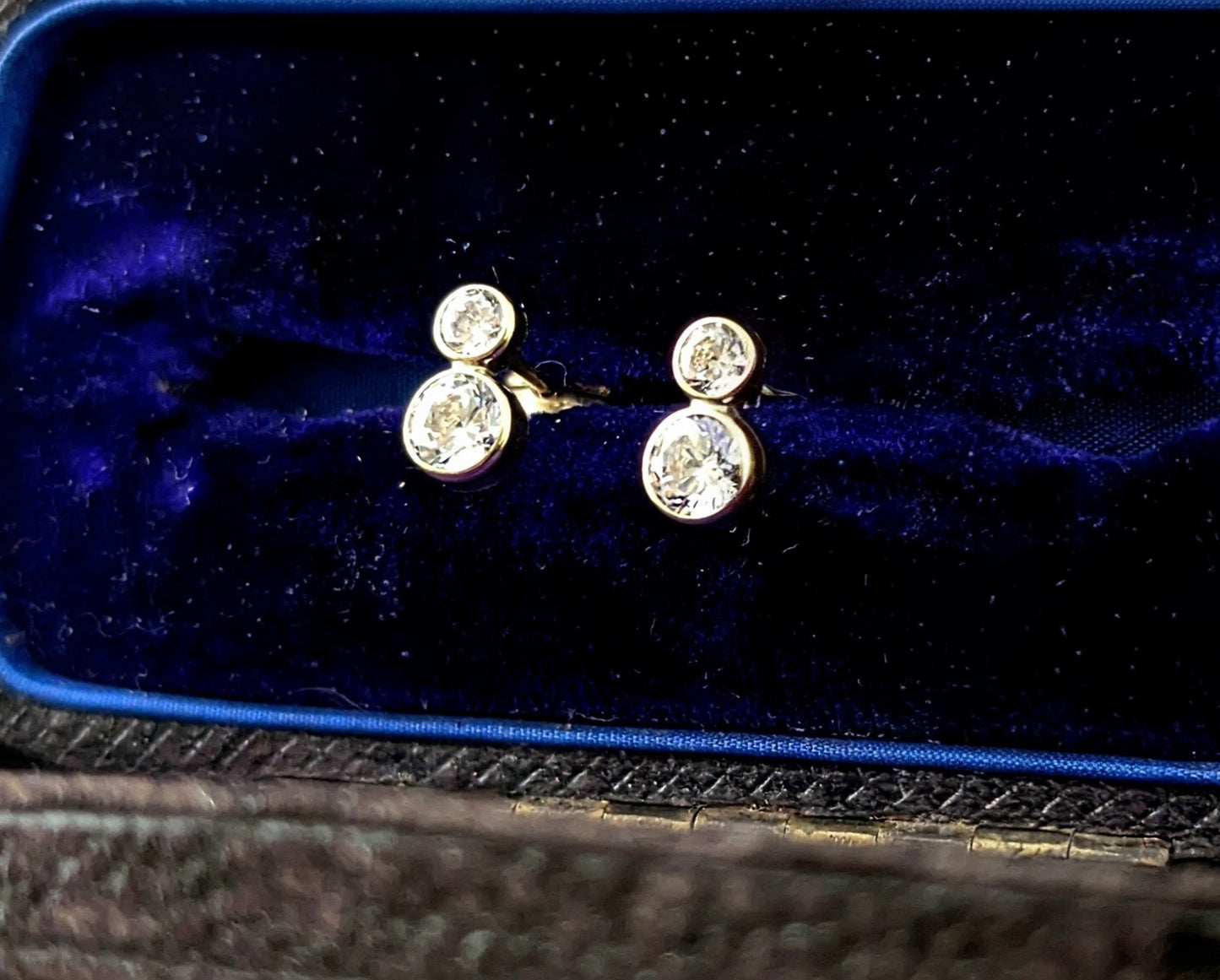 Vintage double paste stone stud earrings, 9ct yellow gold