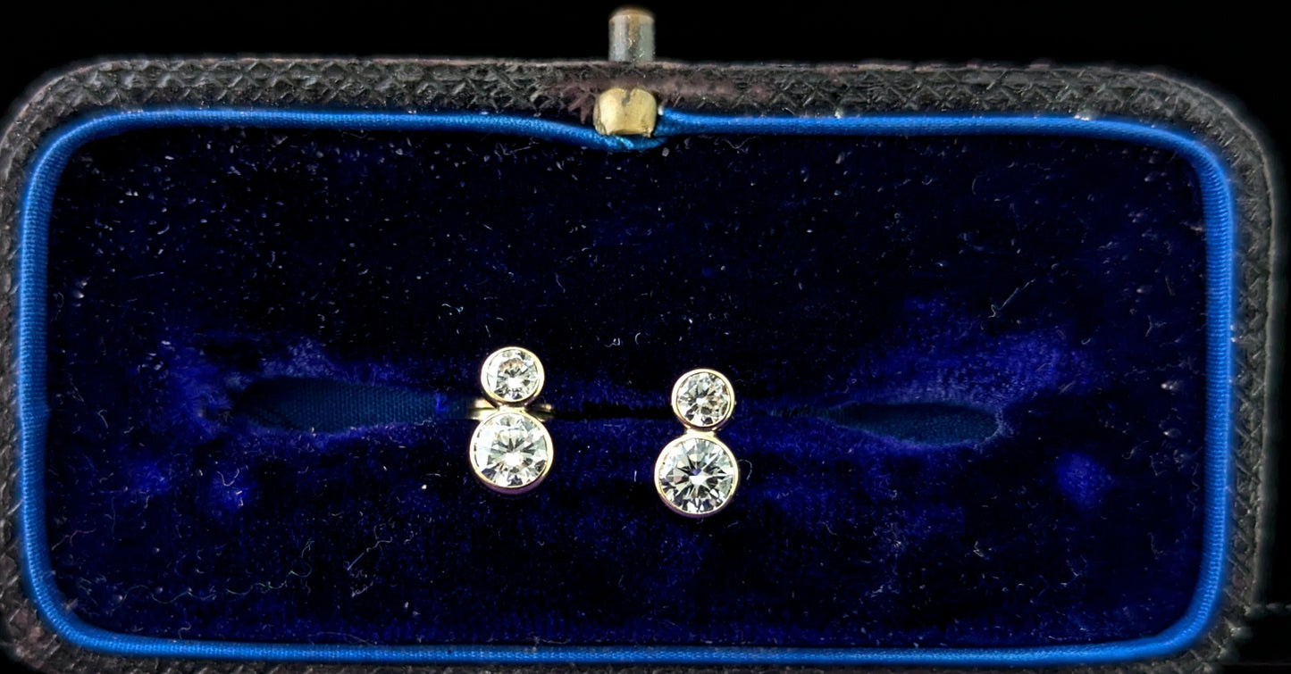 Vintage double paste stone stud earrings, 9ct yellow gold