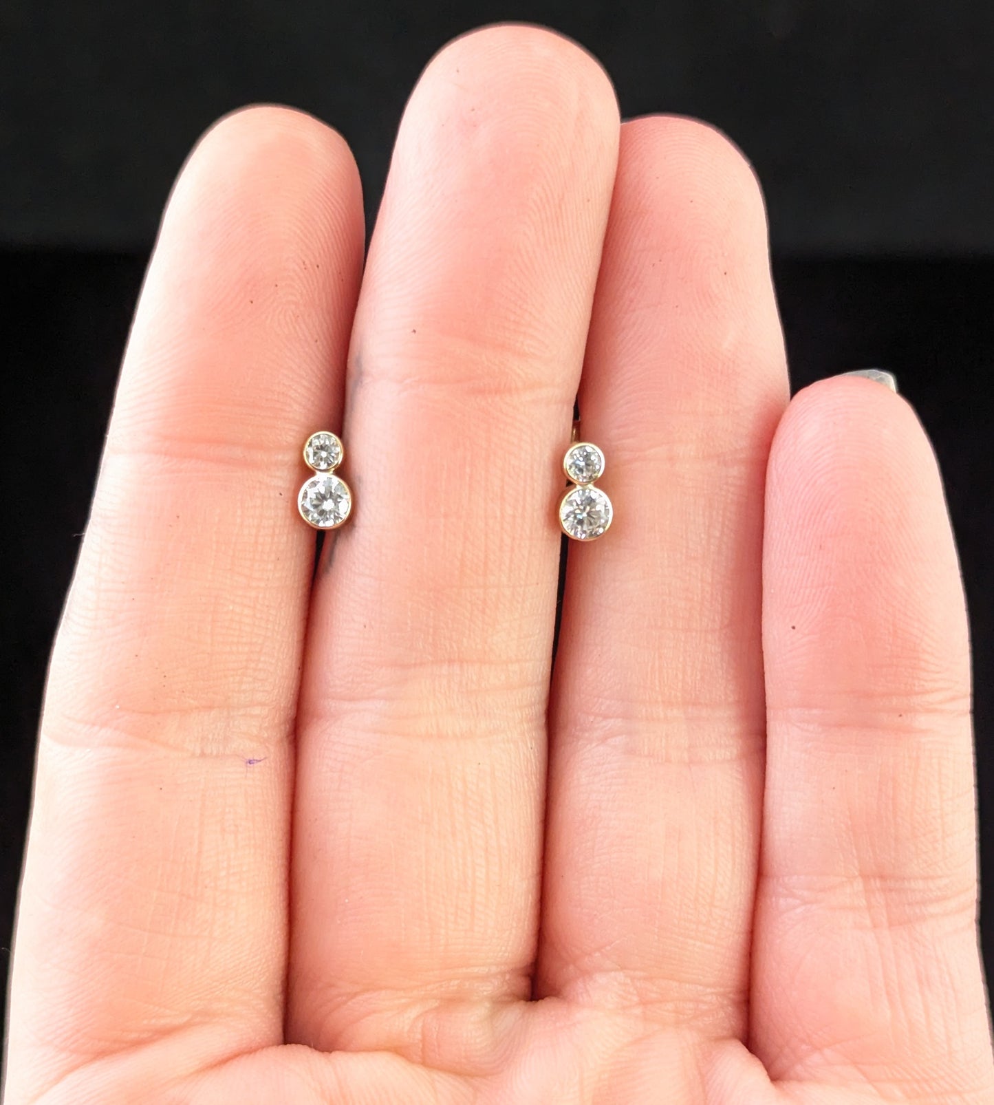 Vintage double paste stone stud earrings, 9ct yellow gold