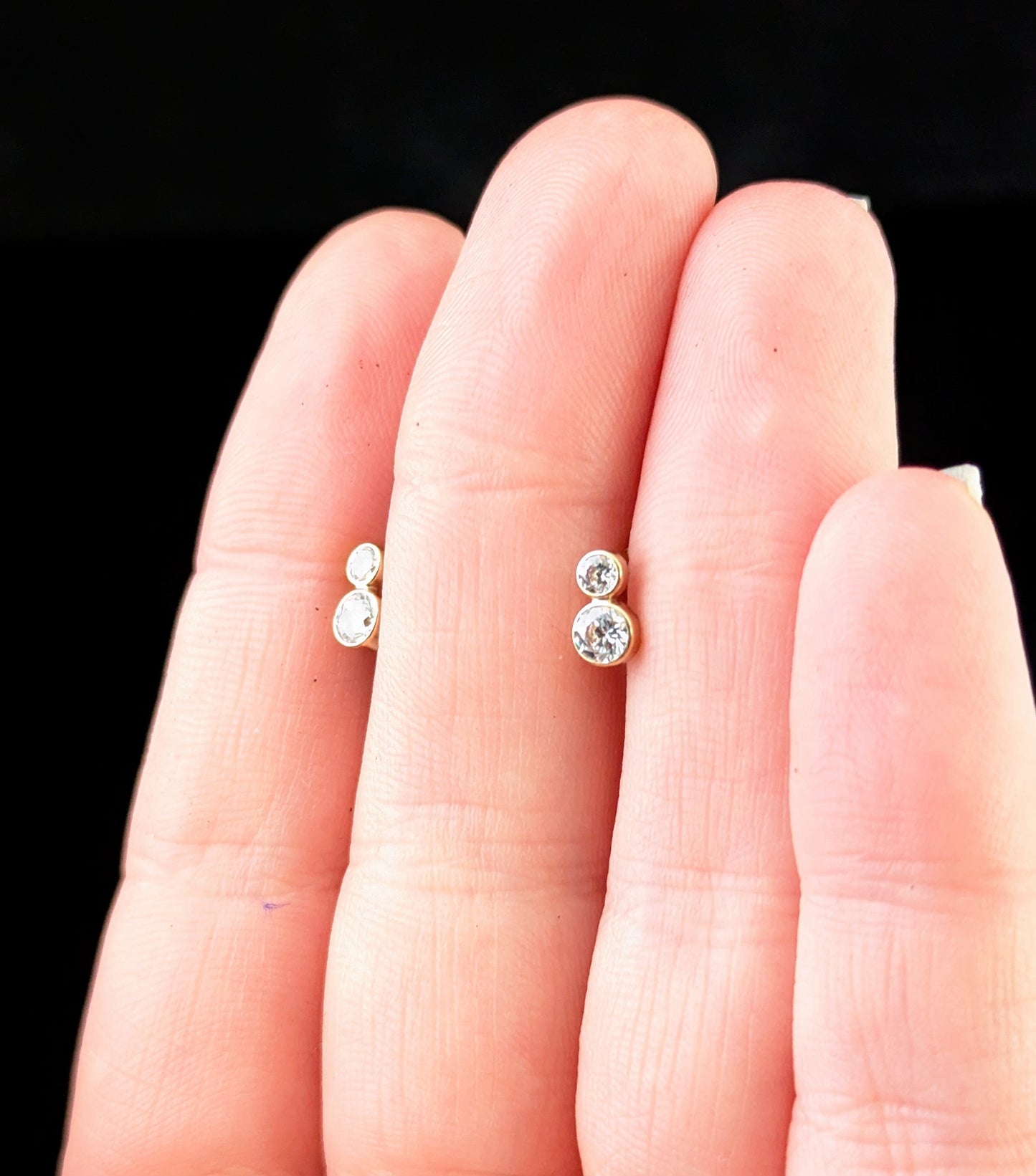 Vintage double paste stone stud earrings, 9ct yellow gold