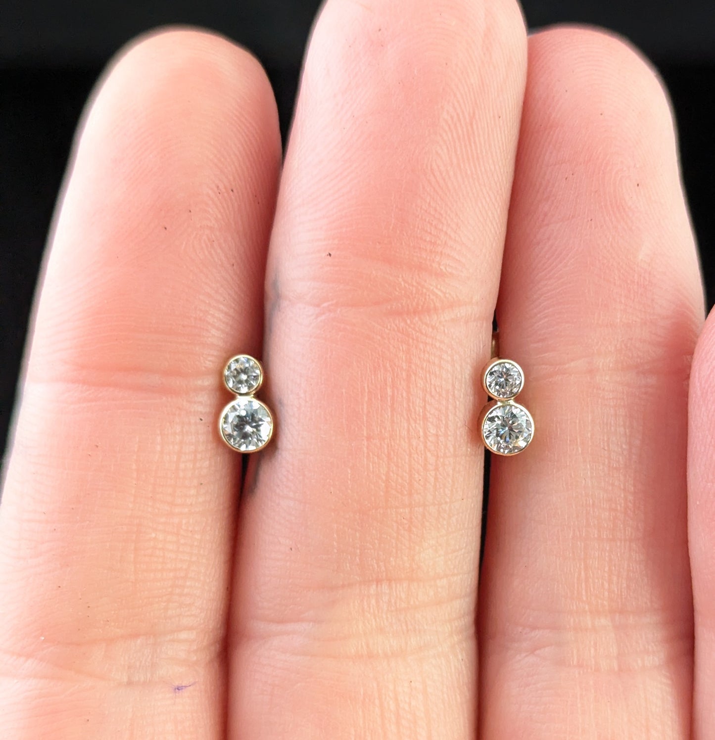 Vintage double paste stone stud earrings, 9ct yellow gold