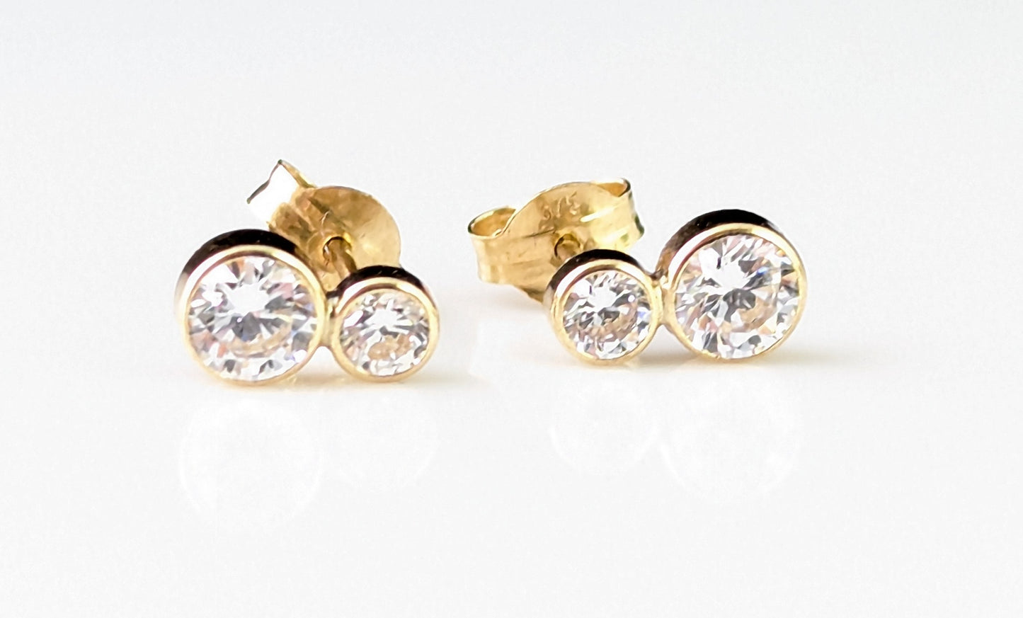 Vintage double paste stone stud earrings, 9ct yellow gold