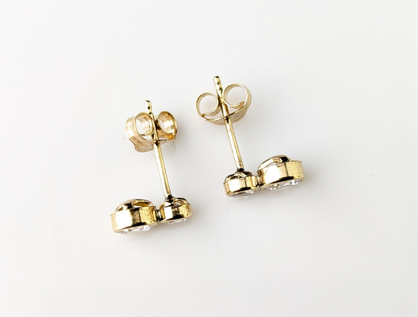 Vintage double paste stone stud earrings, 9ct yellow gold