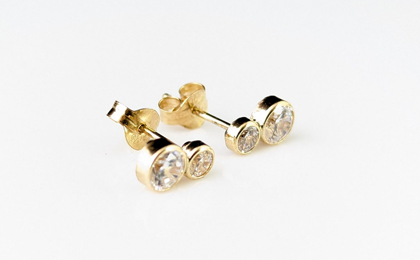 Vintage double paste stone stud earrings, 9ct yellow gold