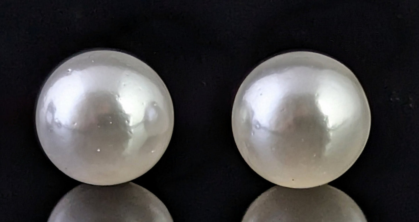 Vintage Art Deco cultured pearl stud earrings, Sterling silver