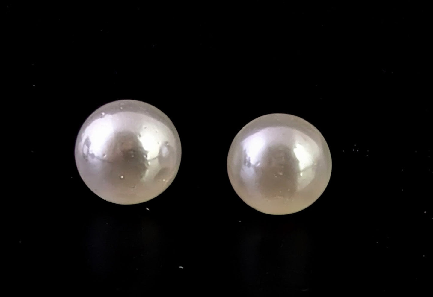Vintage Art Deco cultured pearl stud earrings, Sterling silver