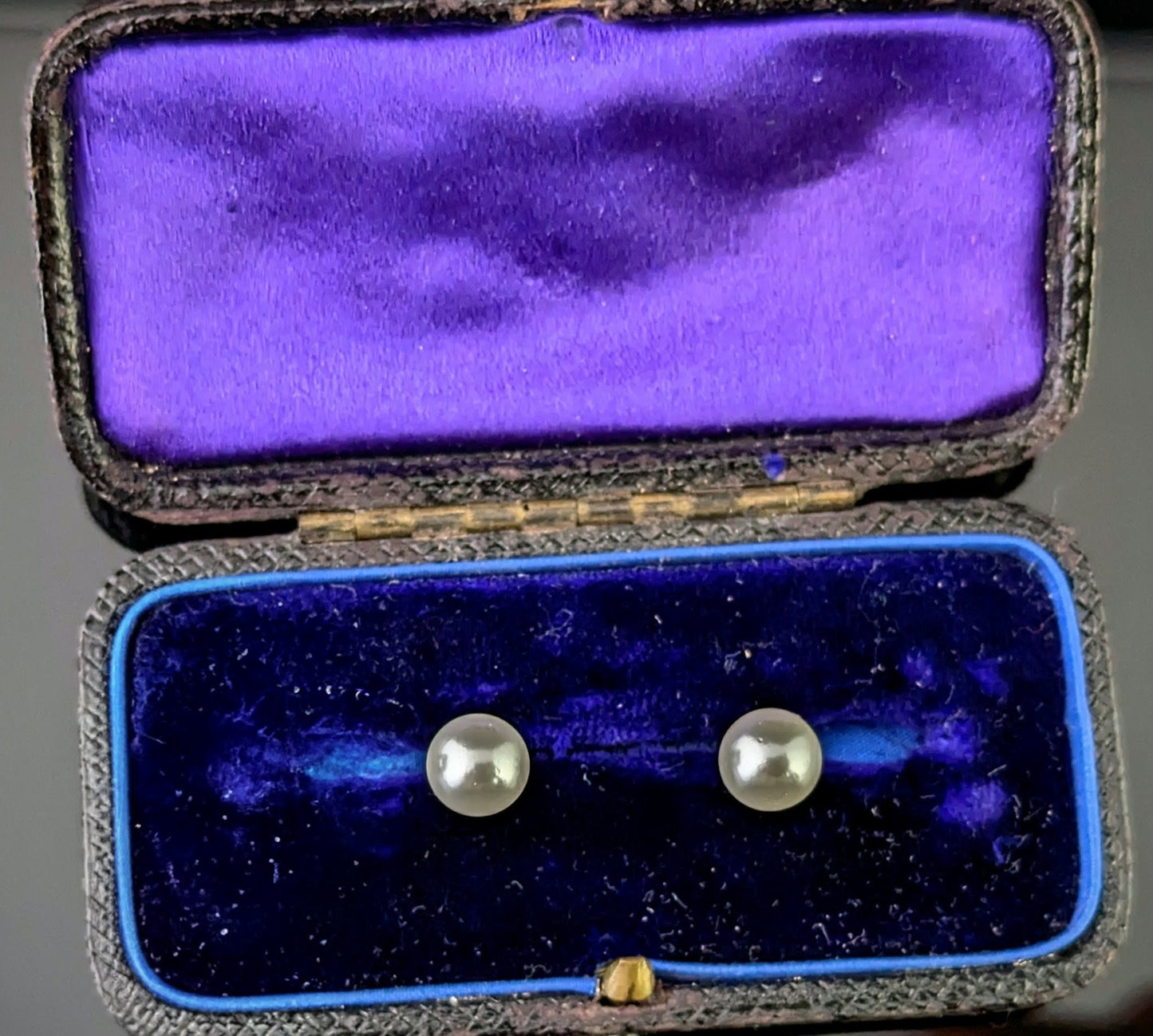 Vintage Art Deco cultured pearl stud earrings, Sterling silver
