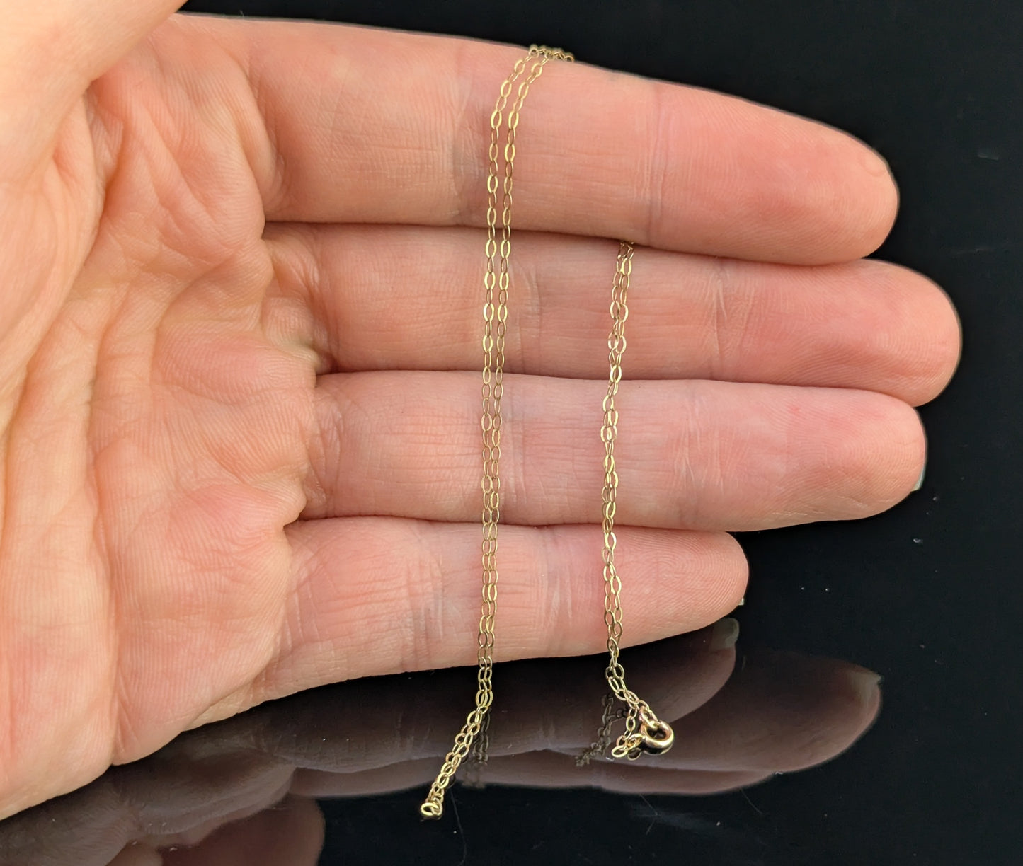 Vintage 9ct gold trace link chain necklace, dainty, fine, Skinny chain