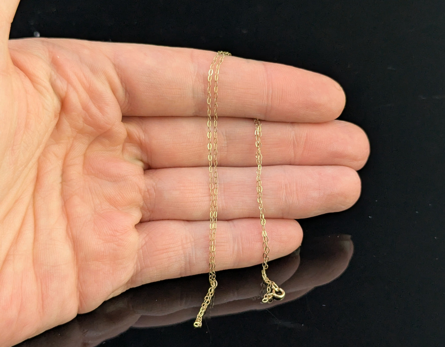 Vintage 9ct gold trace link chain necklace, dainty, fine, Skinny chain