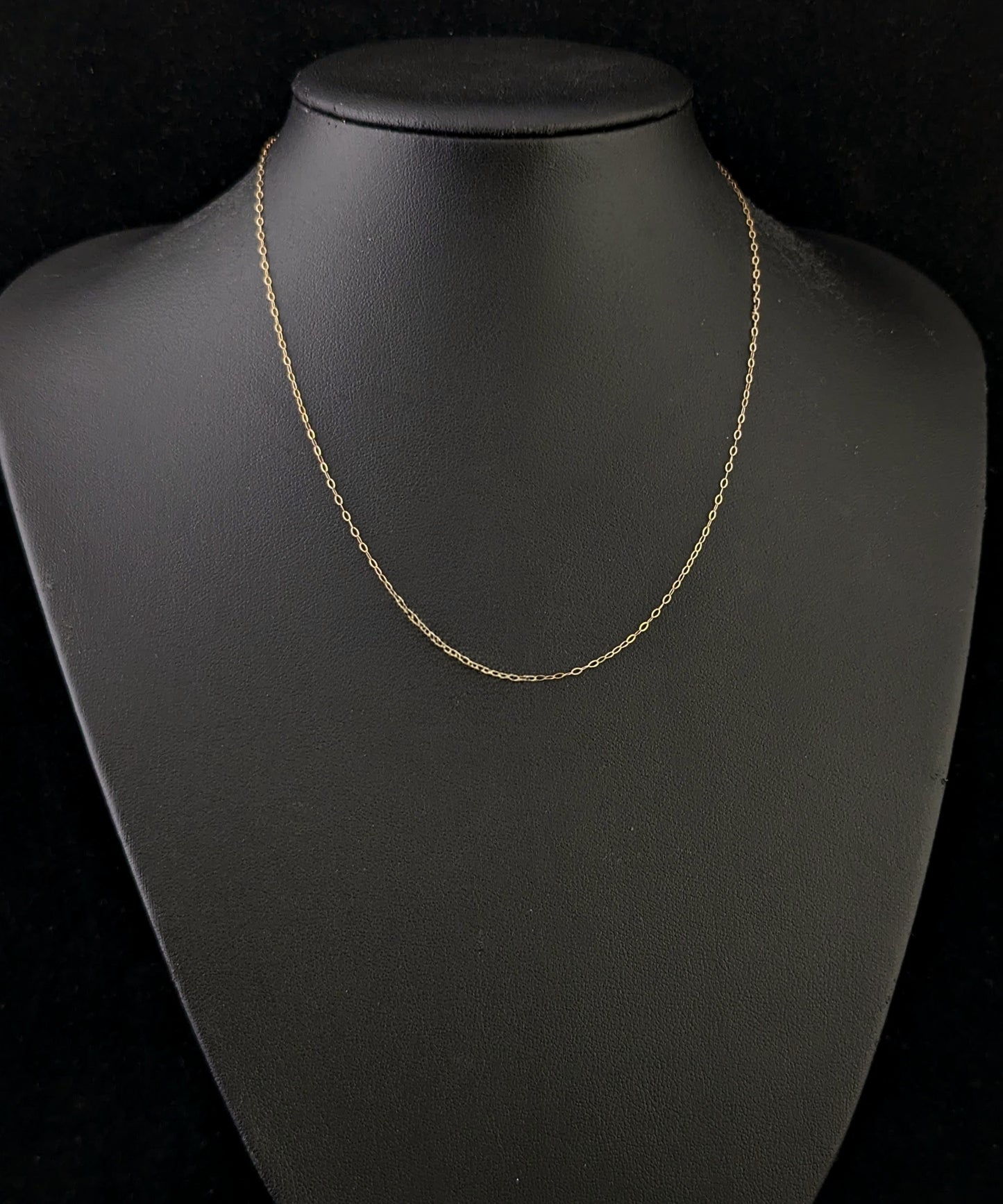 Vintage 9ct gold trace link chain necklace, dainty, fine, Skinny chain