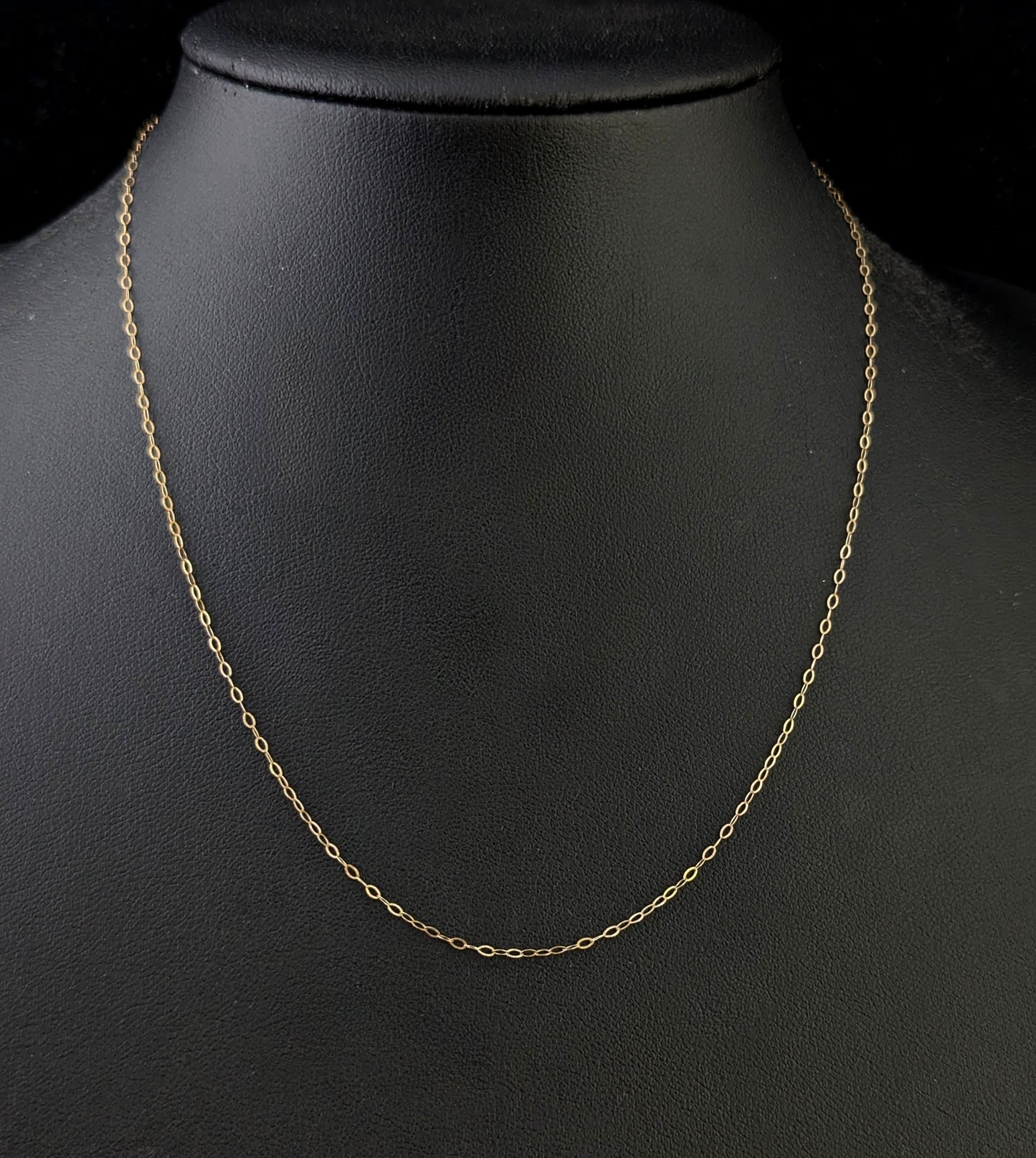 Vintage 9ct gold trace link chain necklace, dainty, fine, Skinny chain