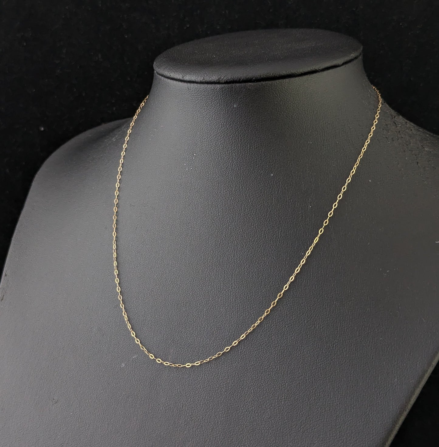 Vintage 9ct gold trace link chain necklace, dainty, fine, Skinny chain