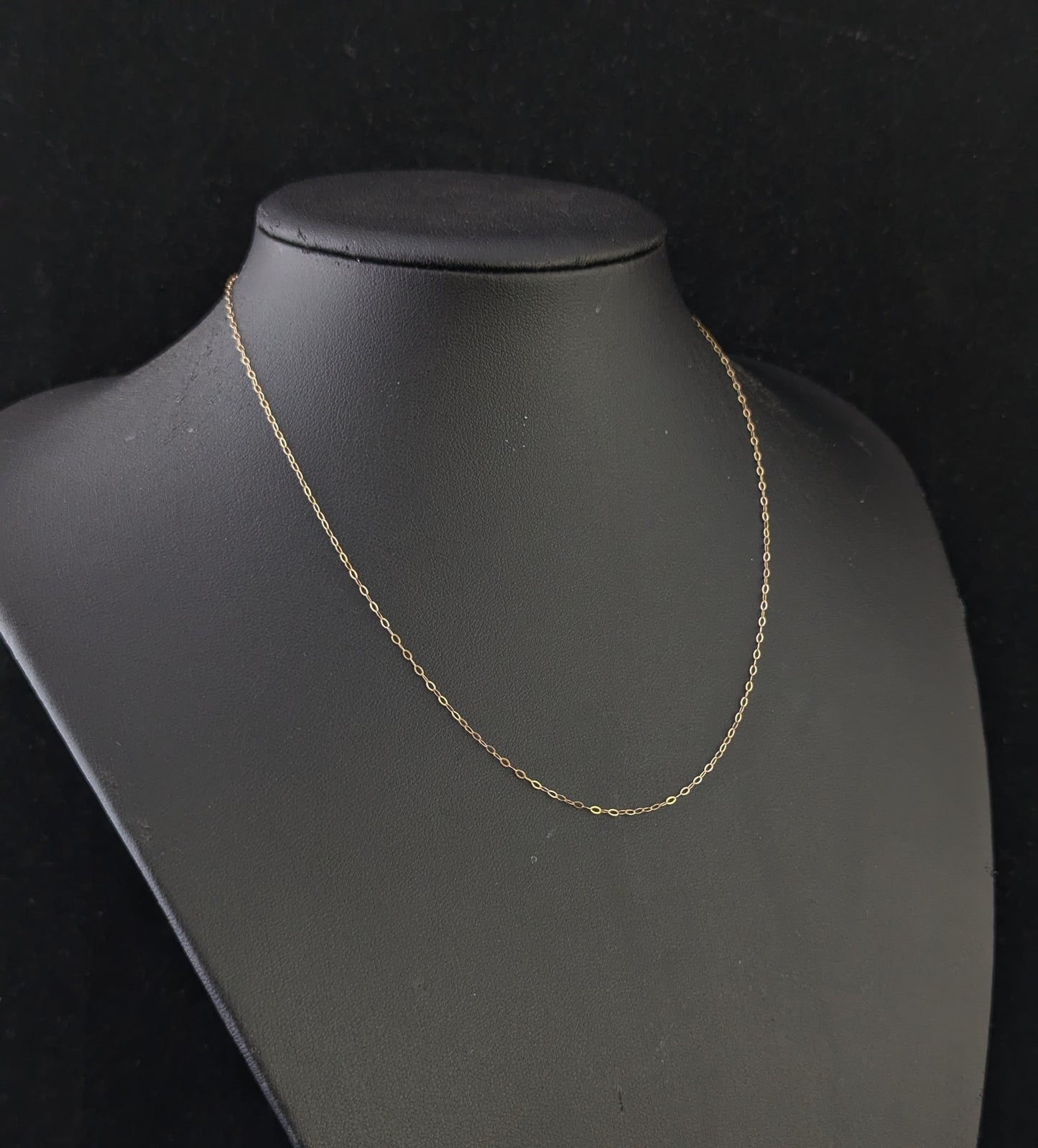 Vintage 9ct gold trace link chain necklace, dainty, fine, Skinny chain