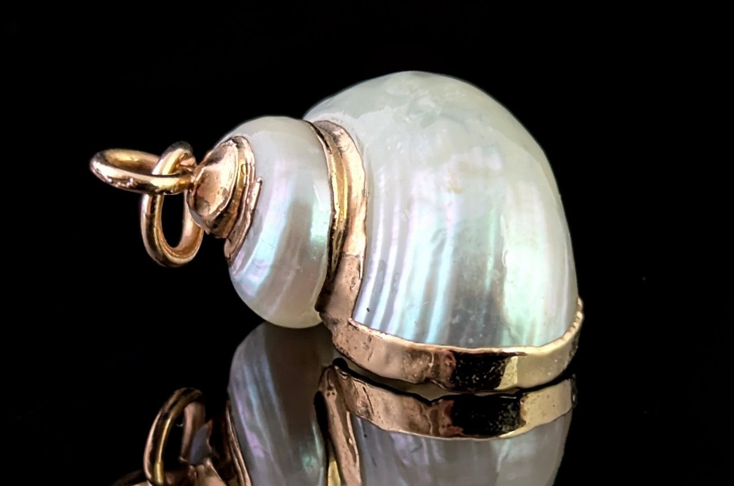 Vintage Nautilus shell pendant, 9ct gold