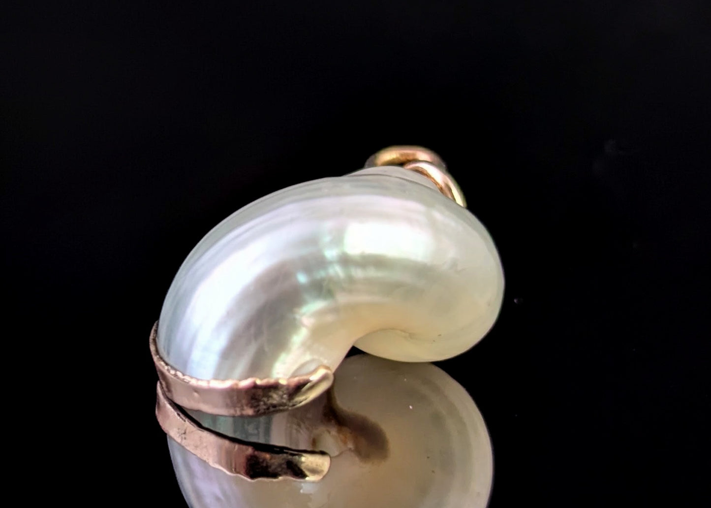 Vintage Nautilus shell pendant, 9ct gold