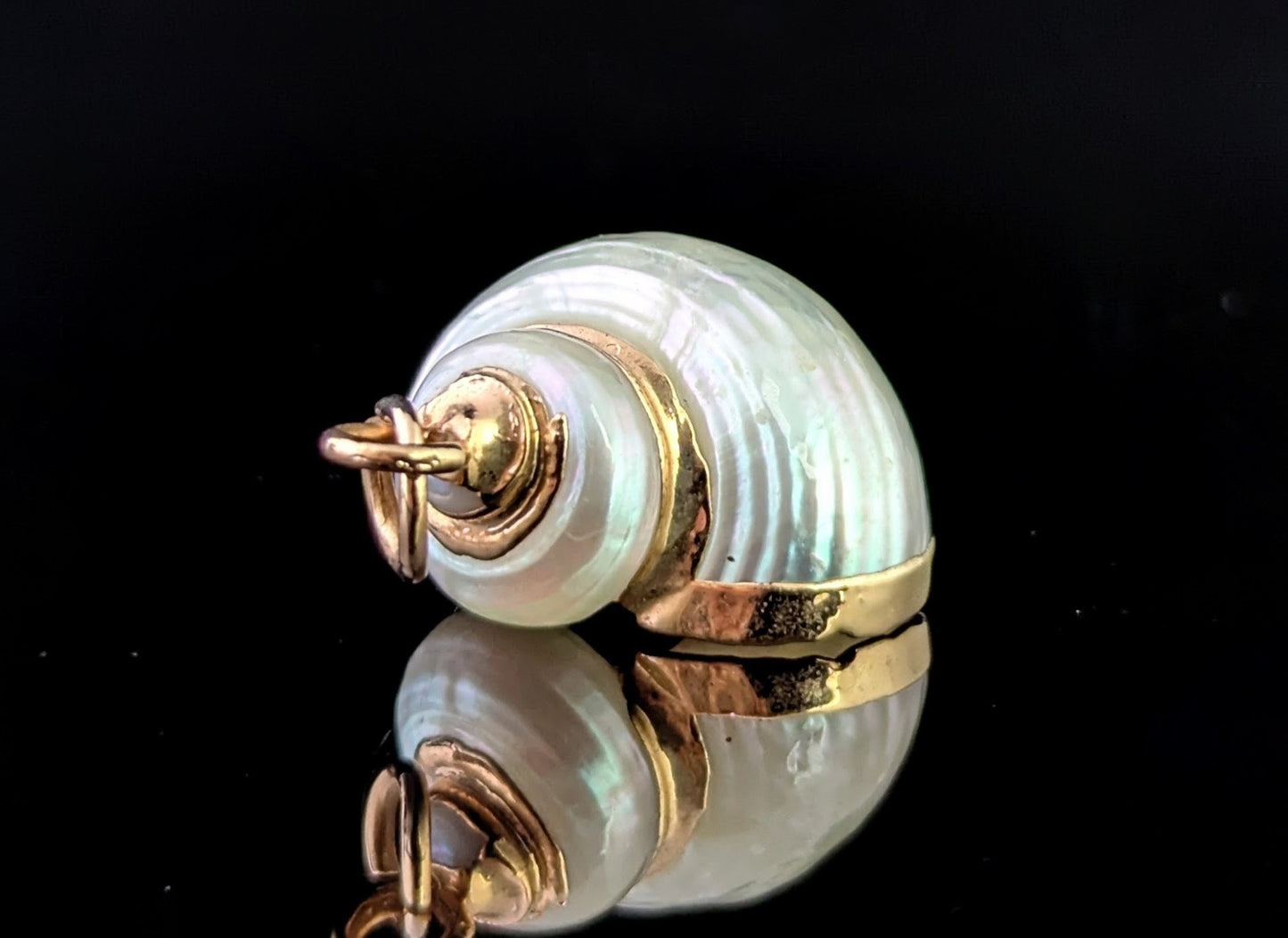 Vintage Nautilus shell pendant, 9ct gold