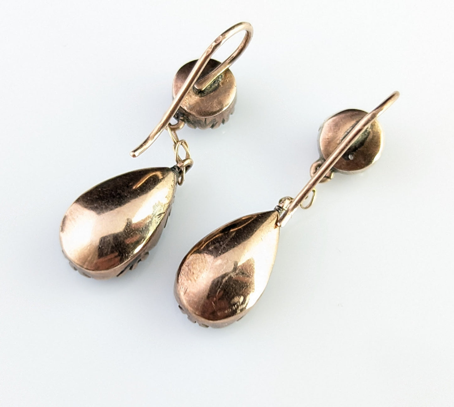 Antique Blue paste drop earrings, Victorian, 9ct gold