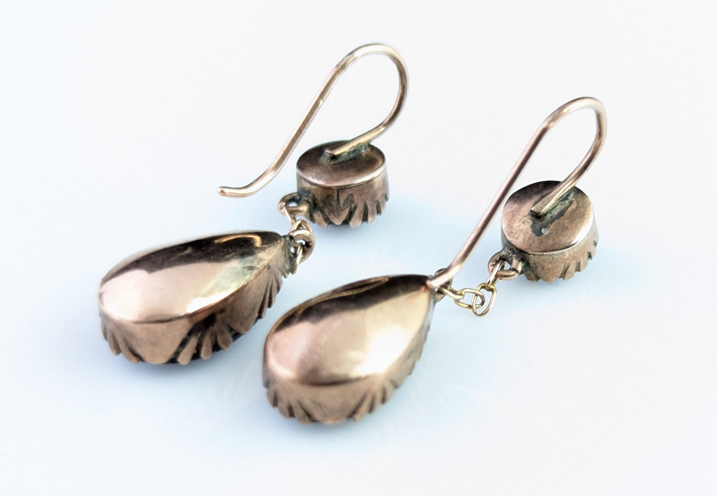 Antique Blue paste drop earrings, Victorian, 9ct gold