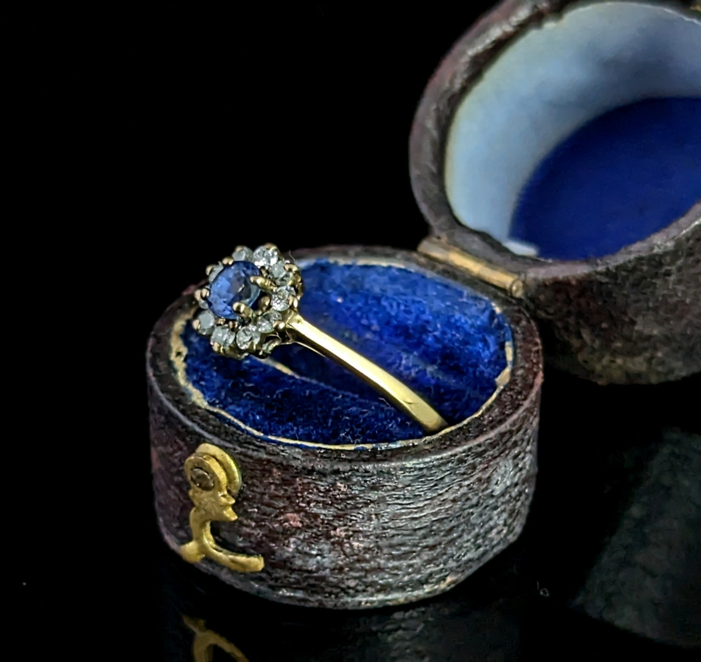 Vintage Sapphire and Diamond cluster ring, 9ct gold