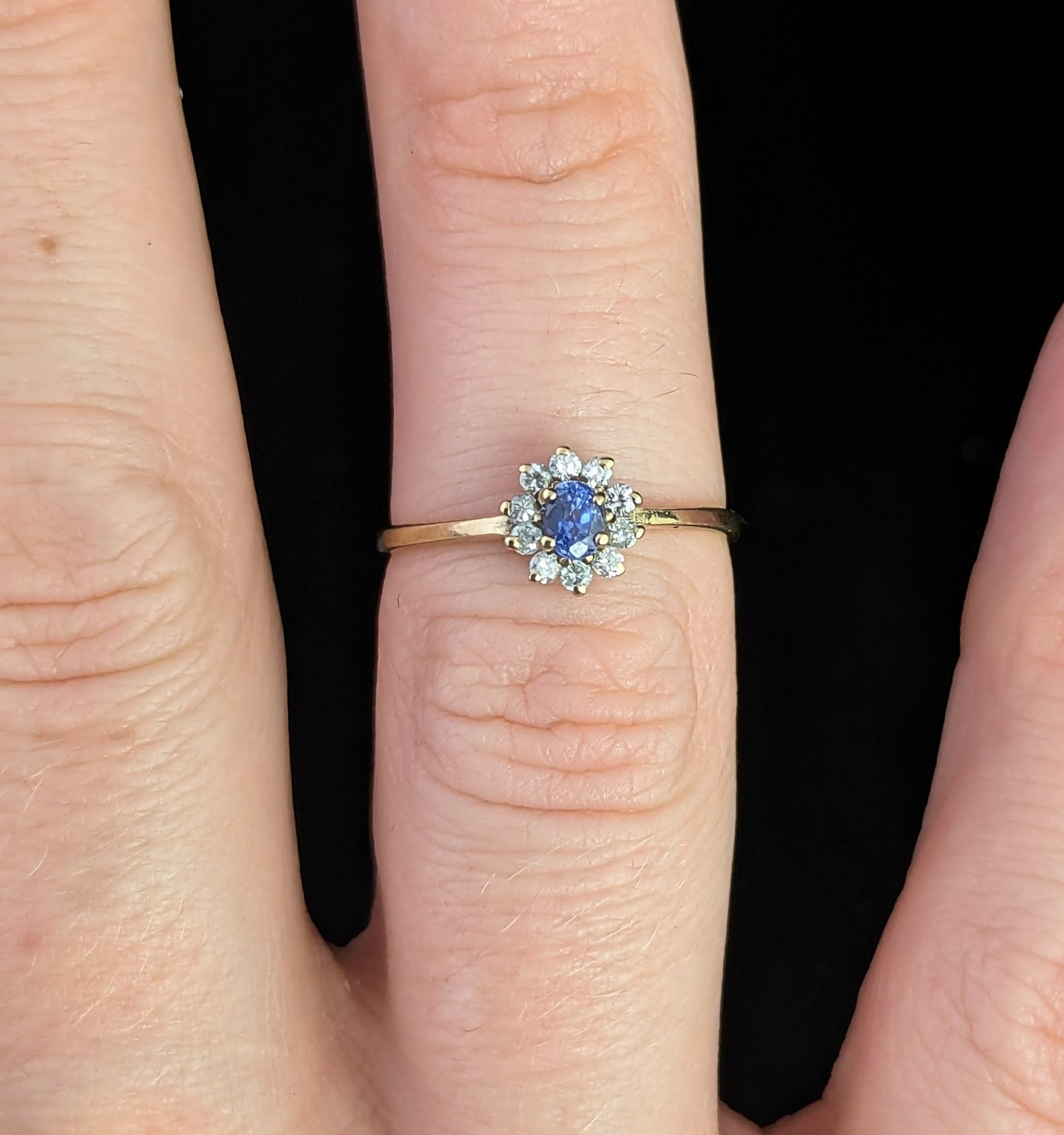 Vintage Sapphire and Diamond cluster ring, 9ct gold