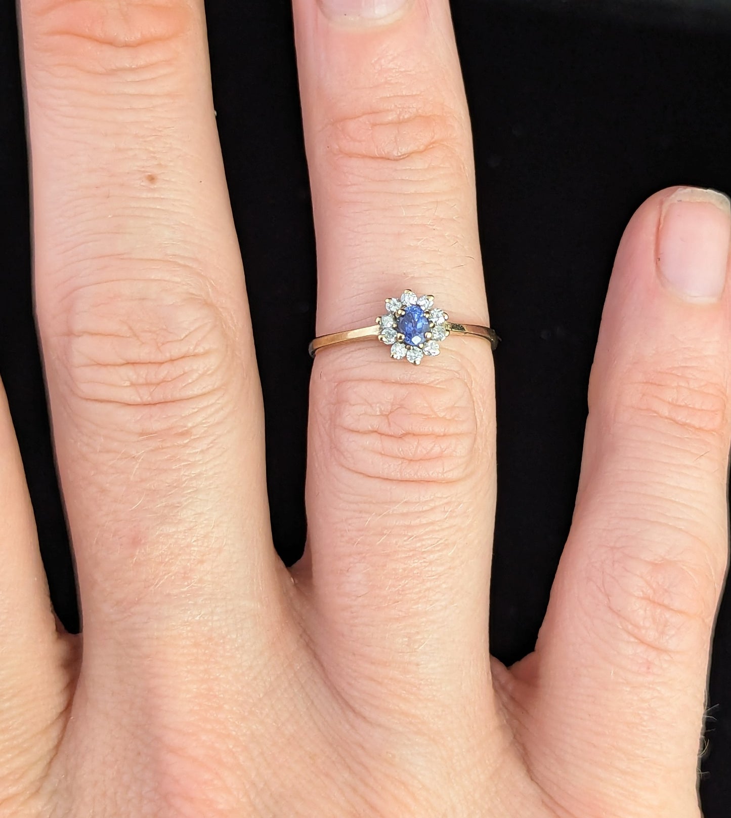 Vintage Sapphire and Diamond cluster ring, 9ct gold