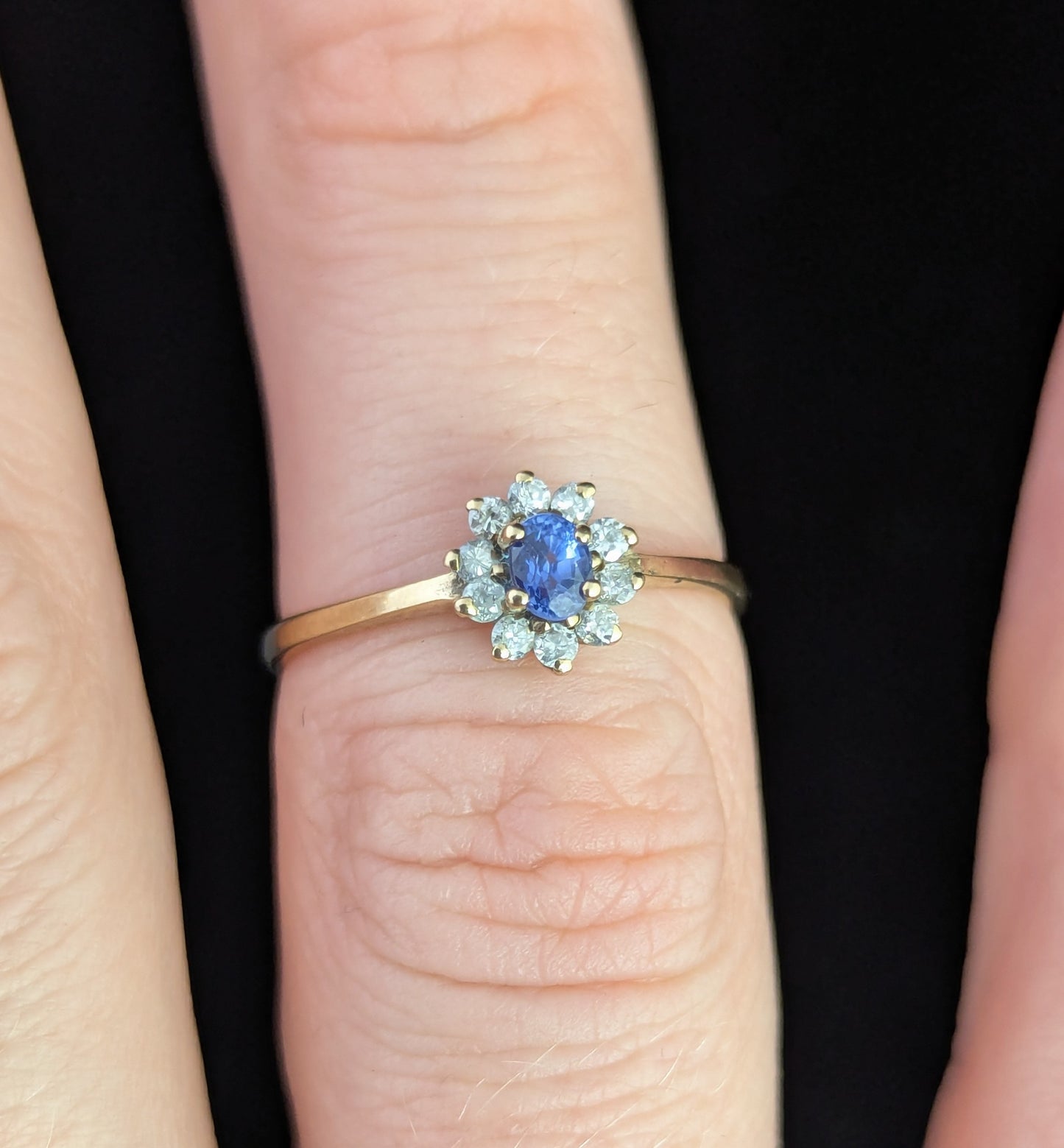 Vintage Sapphire and Diamond cluster ring, 9ct gold