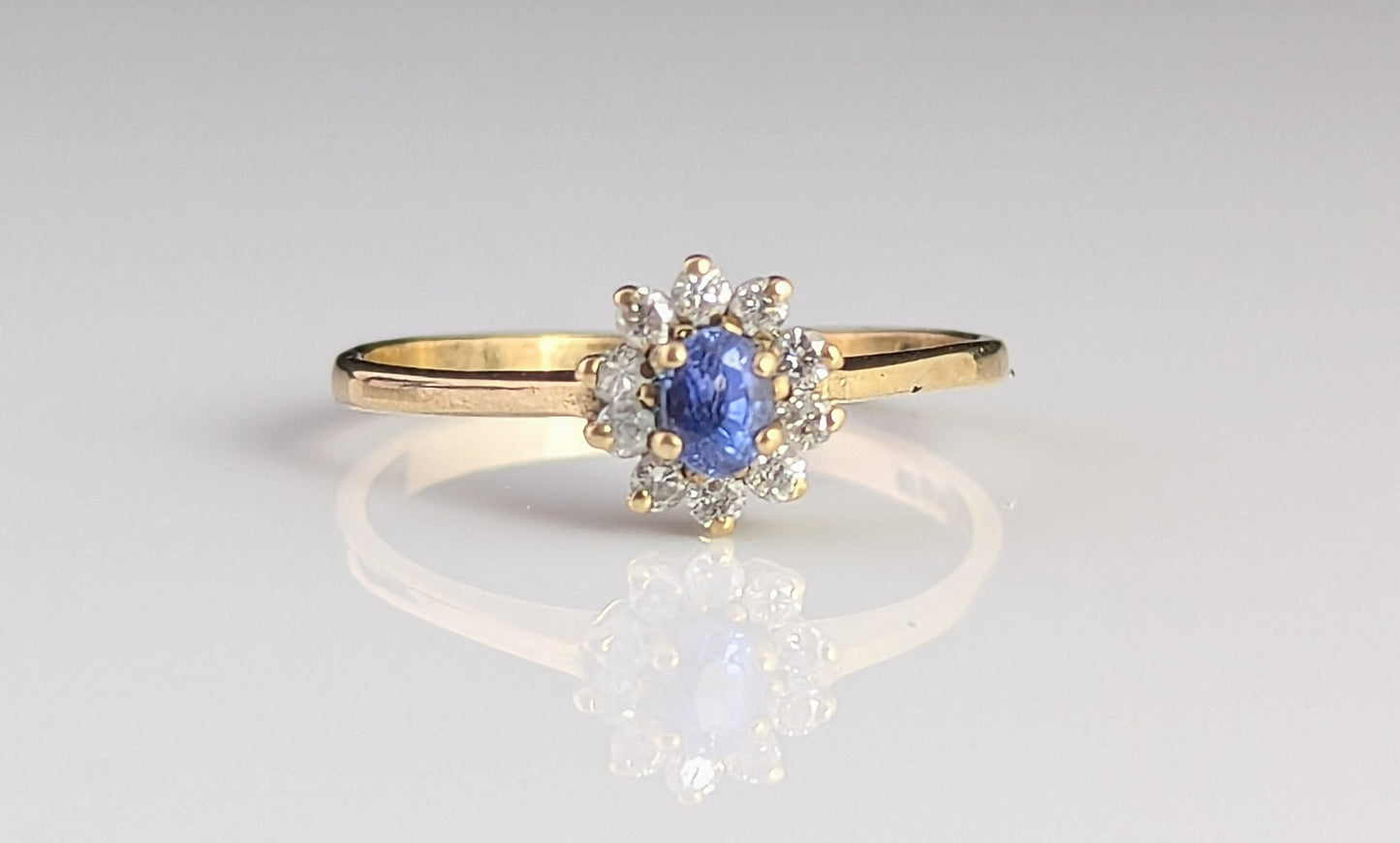 Vintage Sapphire and Diamond cluster ring, 9ct gold
